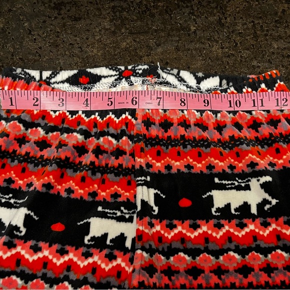Festive Velour Red and Black Leggings, L - Picture 6 of 8